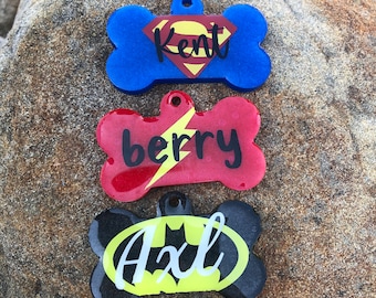 Super Hero Pet Tag: Custom Resin Bone-Shaped Dog Tag