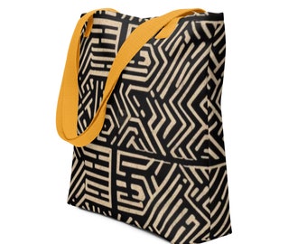 African Print Tote Bag - Stylish and Versatile with Mud Cloth Inspired Patterns