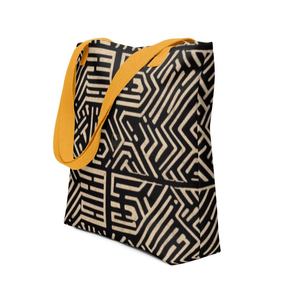 African Print Tote Bag - Stylish and Versatile with Mud Cloth Inspired Patterns