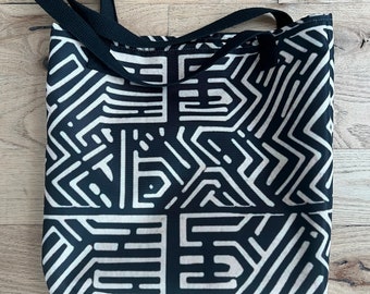 African Print Tote Bag - Stylish and Versatile with Mud Cloth Inspired Patterns