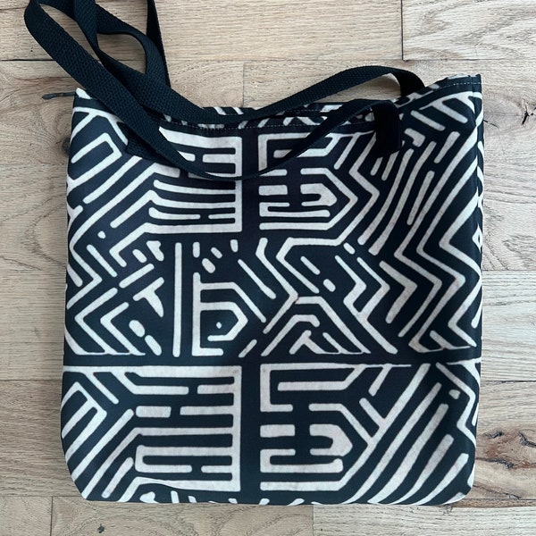 African Print Tote Bag - Stylish and Versatile with Mud Cloth Inspired Patterns