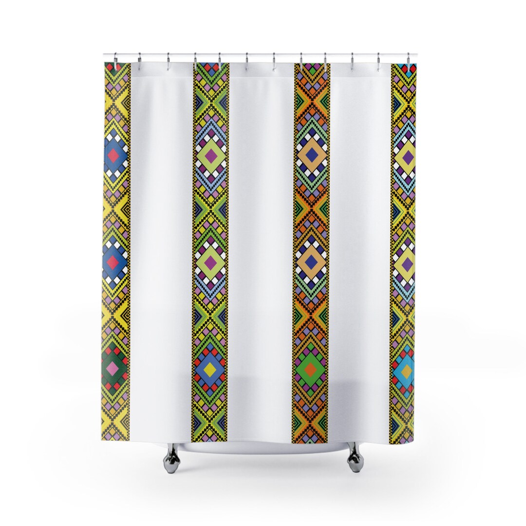 Vibrant Ethiopian/eritrean Shower Curtain African Print Bathroom Decor