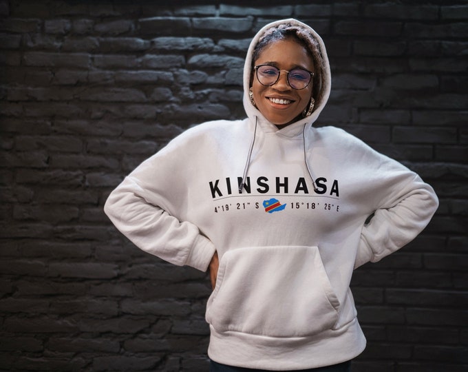 Featured listing image: Kinshasa Vibes: Graphic Print Hoodie for African-inspired Style