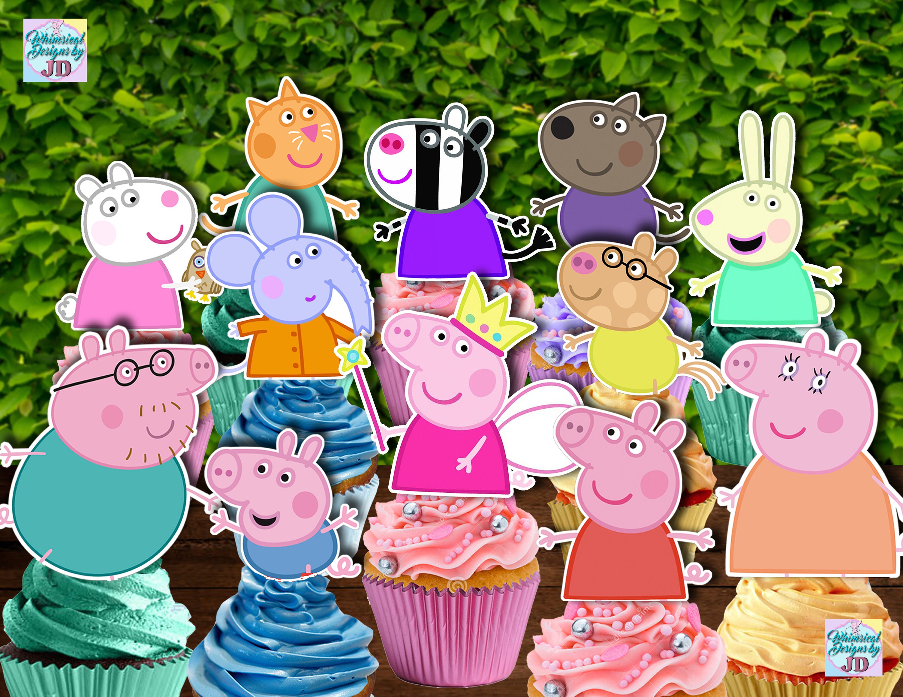 Set of 12 PEPPA PIG Cupcake Toppers Peppa Pig Cupcake Picks Etsy