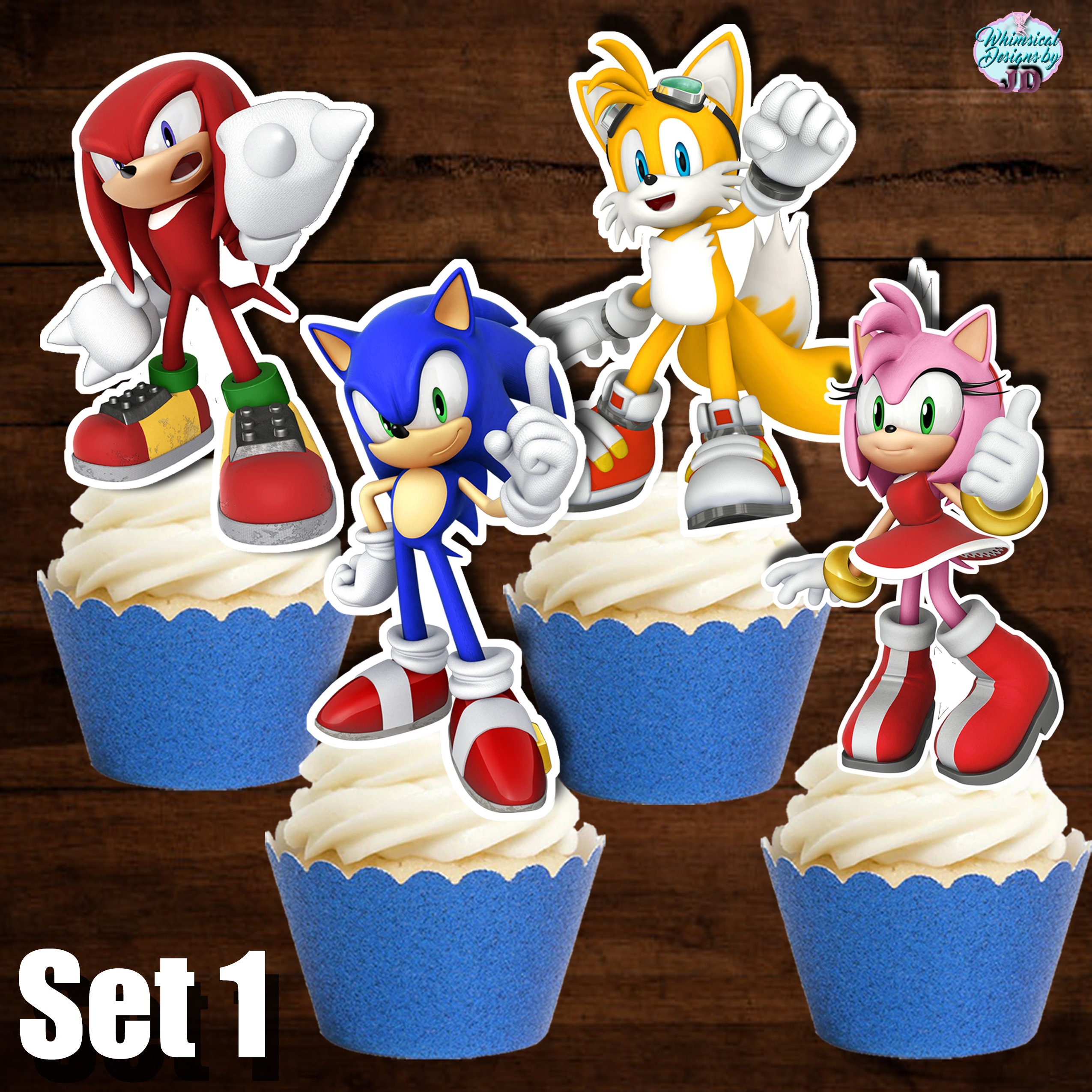12 SONIC Cupcake Toppers Sonic the Hedgehog Cupcake Toppers Etsy