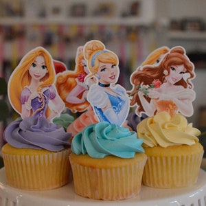 24 DISNEY PRINCESS Cupcake Toppers Disney Princess Cupcake - Etsy