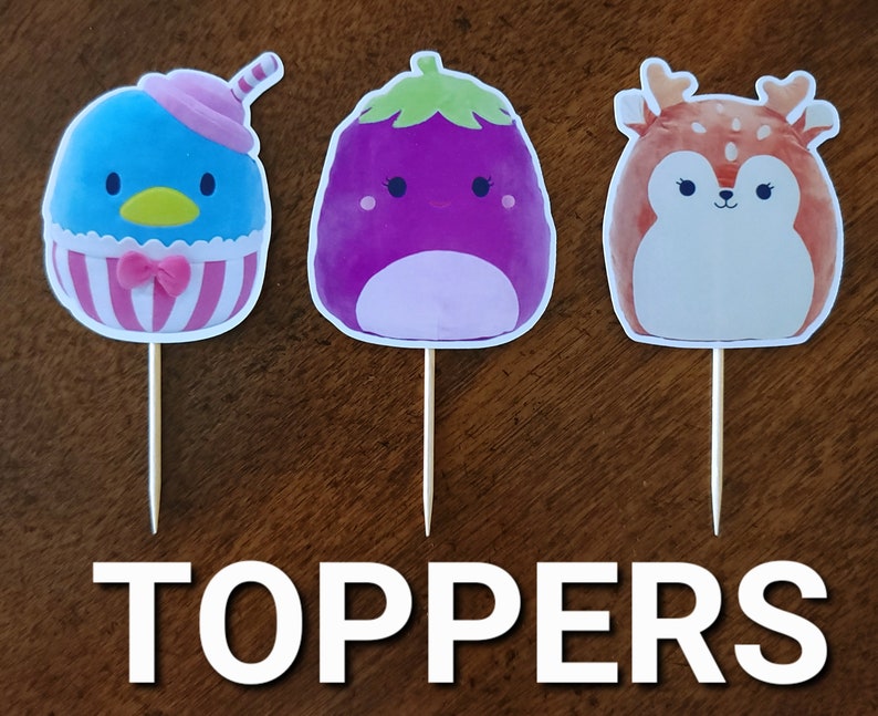 SQUISHMALLOW Cupcake Toppers SQUISHMALLOW Cupcake Picks Etsy France