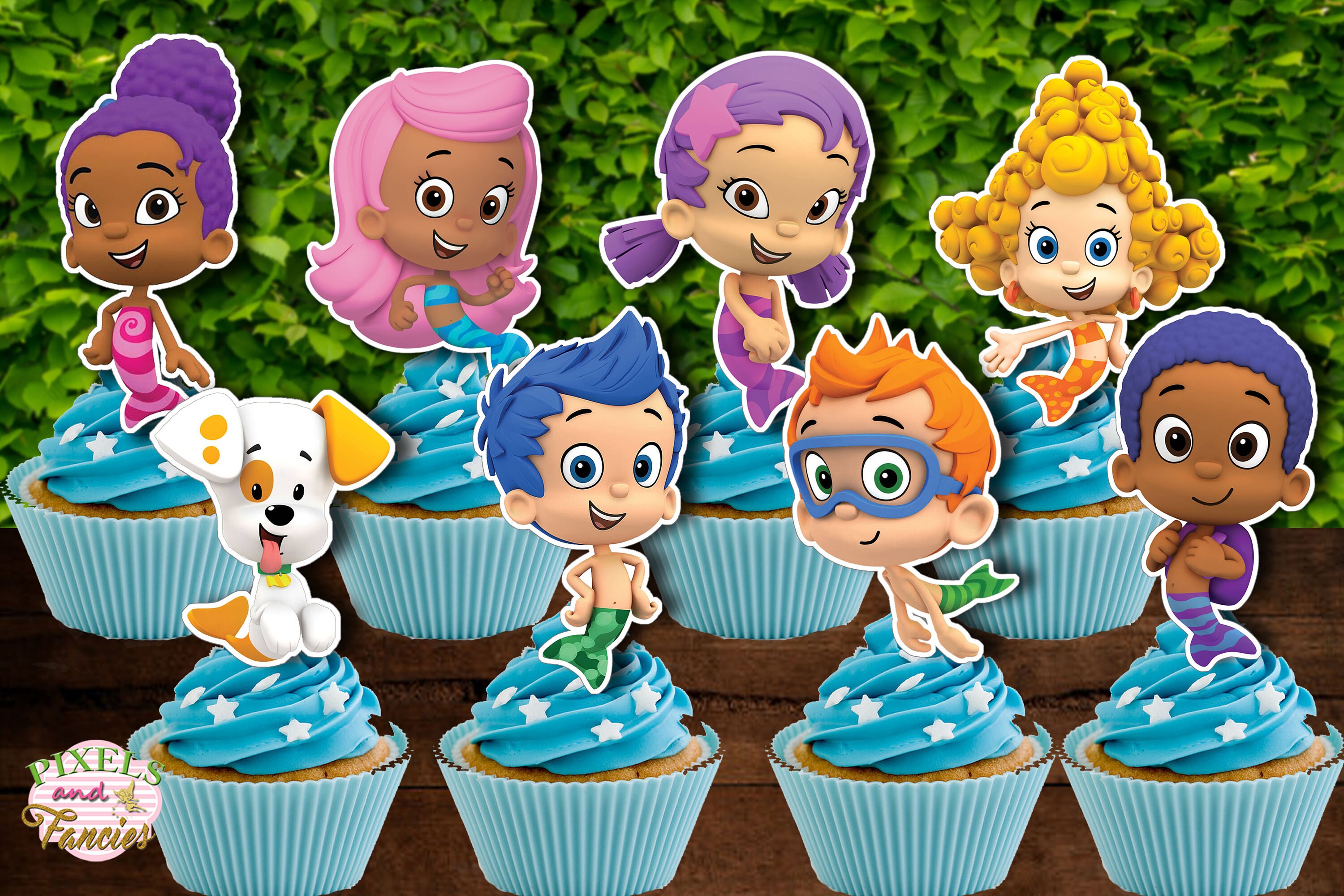 BUBBLE GUPPIES Cupcake Toppers Bubble Guppies Cupcake Picks Etsy