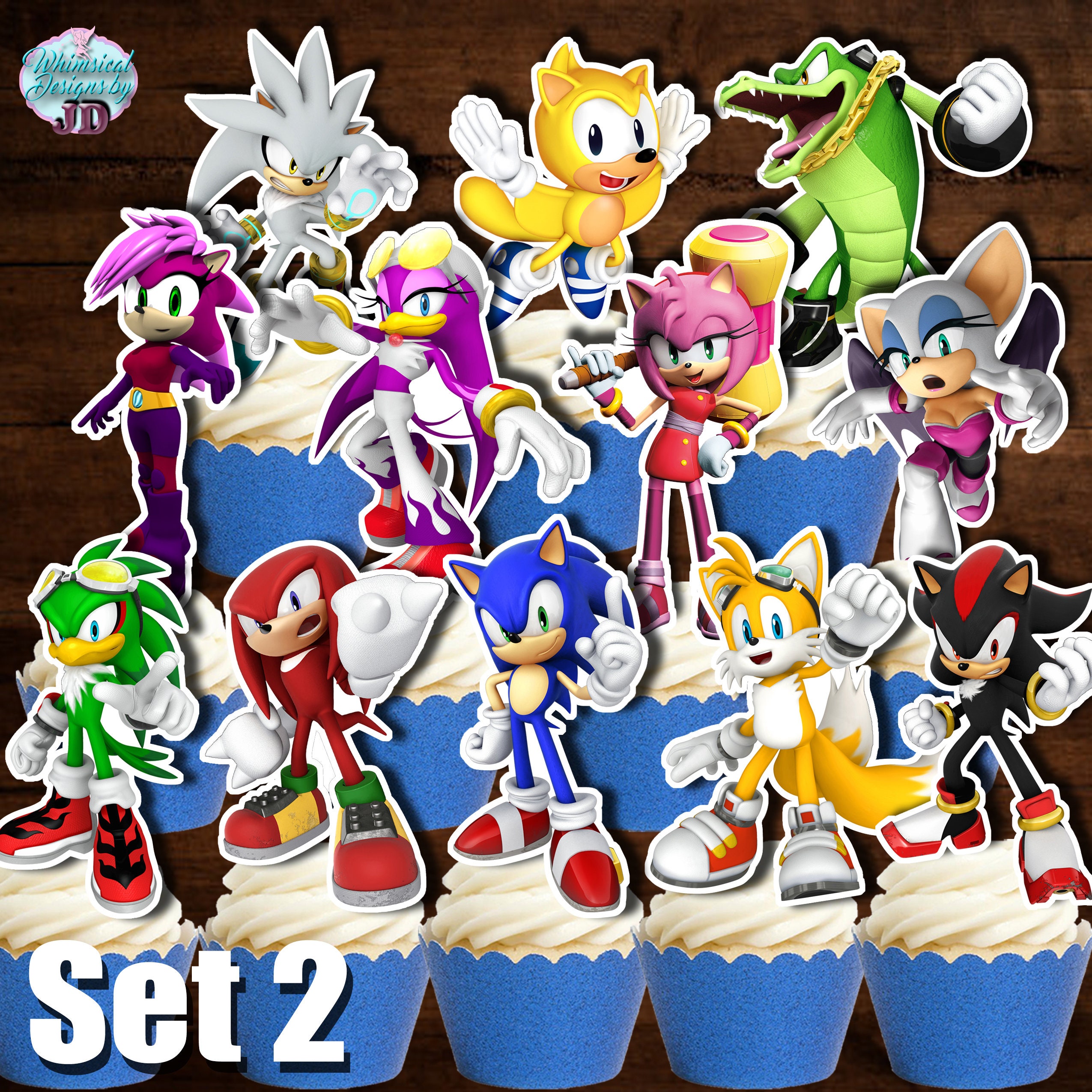 12 SONIC Cupcake Toppers Sonic the Hedgehog Cupcake Toppers Etsy