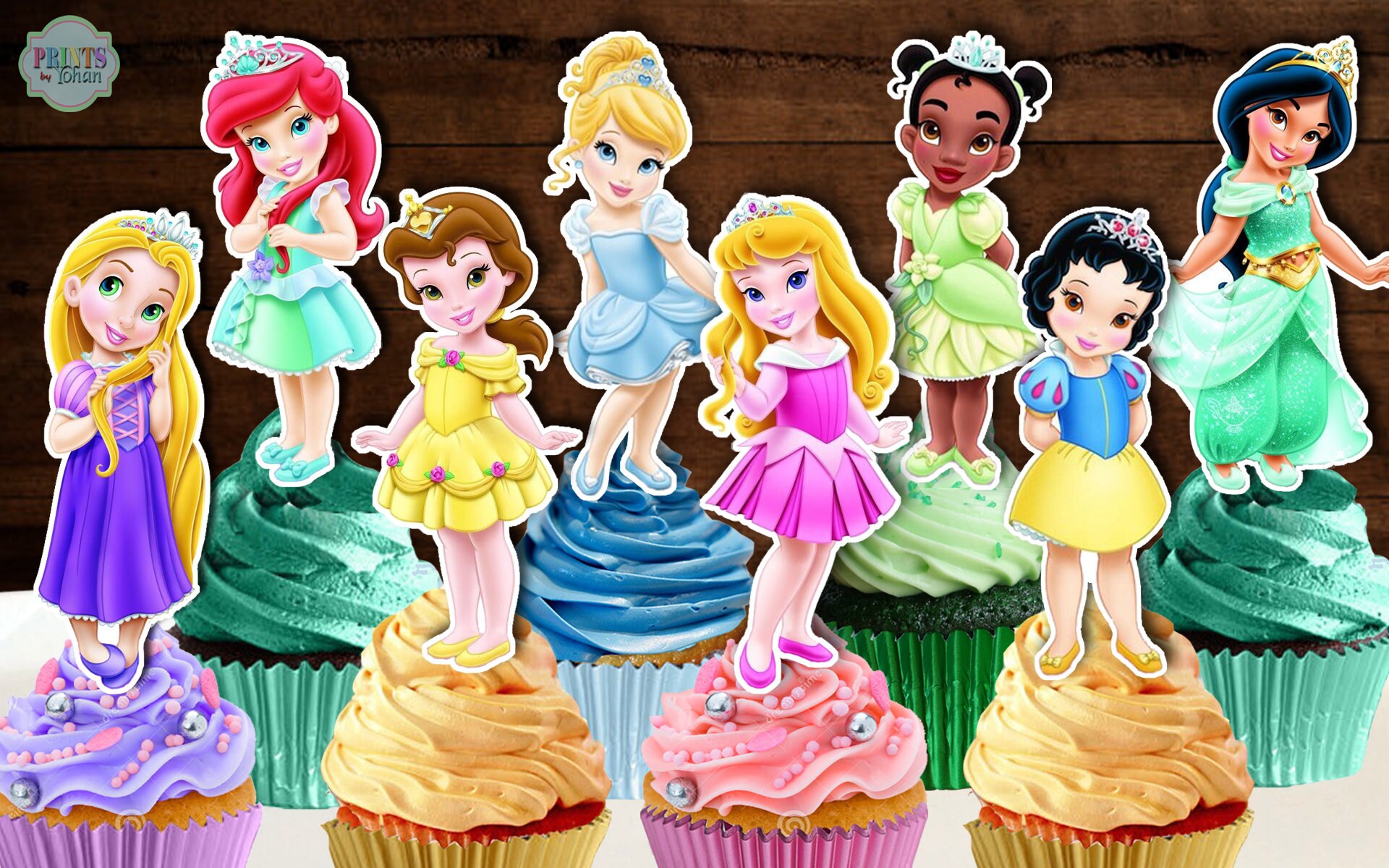 Set of 24 DISNEY PRINCESS Cupcake Toppers Disney Princess Etsy
