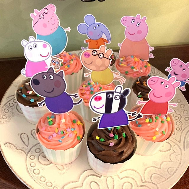 Set of 12 PEPPA PIG Cupcake Toppers Peppa Pig Cupcake Picks - Etsy