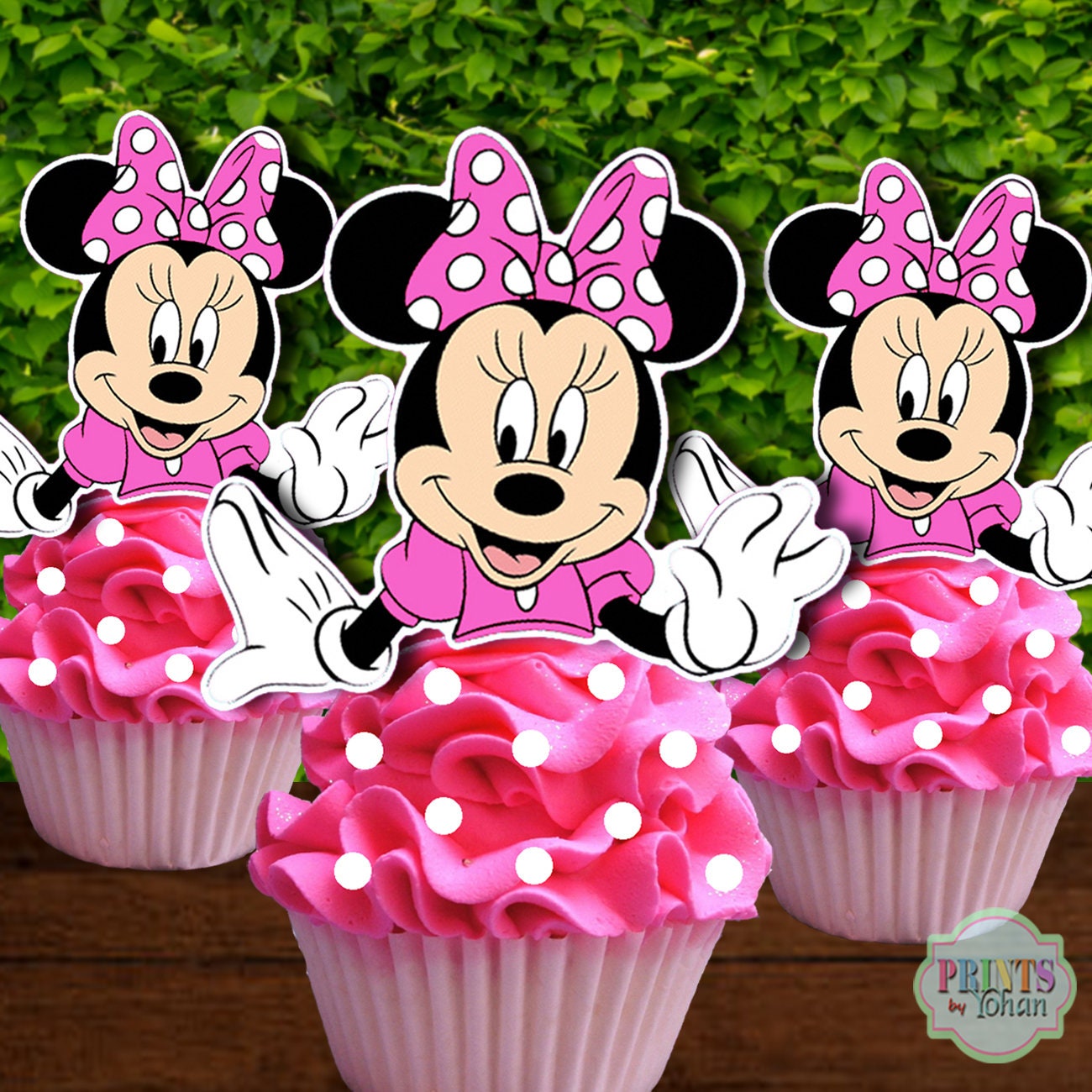 Set of 12 PINK MINNIE MOUSE Cupcake Toppers Cupcake Picks Etsy