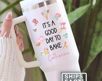 Baking Tumbler 40oz Travel Mug Personalized Gift for Bread Baker Custom Baking Lover Travel Cup Pastry Chef Travel Tumbler Baking Lover Gift