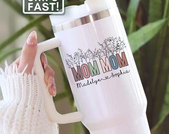 Personalized Mom Mom Tumbler 40oz Travel Mug Gift for New Mom Mom Travel Cup Custom Mommom Tumbler Cup Gift From Grandkids Mom Mom Cup
