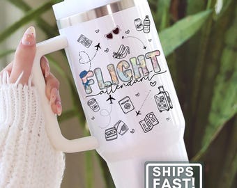 Flight Attendant Tumbler Personalized Flight Attendant Travel Cup Custom Flight Attendant Travel Mug Flight Attendant Gift for Stewardess