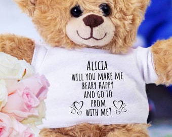 Personalized Promposal Teddy Bear 2024 Custom Prom Date Gift Idea for Girlfriend Prom Promposal Will You Go To Prom With Me Invitation