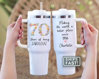 70th Birthday Tumbler Personalized 70th Birthday 40oz Travel Mug 70th Birthday Gift For Her 70th Birthday Travel Cup Custom 70th Birthday