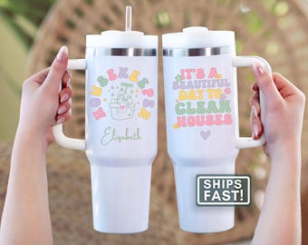 Housekeeper 40oz Tumbler Personalized Cleaning Lady Travel Cup Custom Housekeeper Travel Mug House Cleaner Thank You Gift for Housekeeper