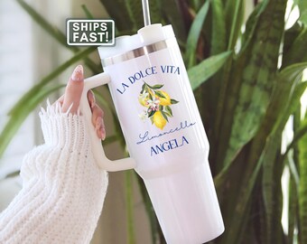 Personalized Lemon Tumbler Custom Lemon 40oz Travel Mug Citrus Tumbler Lemon Travel Cup Lemon Gift for Her Lemon Lover Gift Lemon Travel Mug