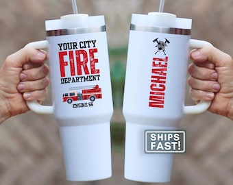 Firefighter 40oz Tumbler Personalized Firefighter Travel Mug Custom Firefighter Travel Tumbler Gift for Firefighter Fire Department Tumbler