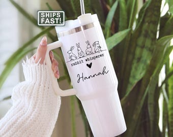 Rabbit Tumbler Personalized Rabbit 40oz Tumbler Custom Rabbit Travel Mug Rabbit Mom Gifts Bunny Tumbler Cup Bunny Mom Gift Bunny Travel Cup