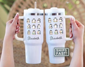 Personalized Penguin Tumbler Custom Penguin 40oz Tumbler Penguin Travel Mug Gift for Girls Penguin Lover Tumbler Cup Penguin Travel Cup