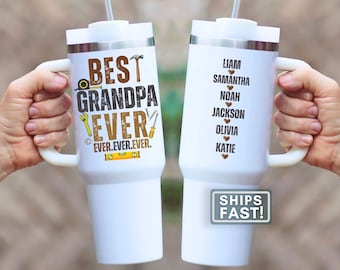 Grandpa 40oz Tumbler Personalize Grandpa Travel Mug Gift for Grandpa From Grandkids Custom Grandpa Father's Day Travel Tumbler Cup