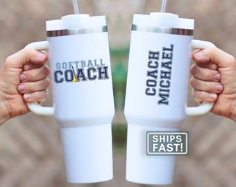 Softball Coach Tumbler Personalized 40oz Softball Coach Travel Mug Custom Gift for Girls Softball Coach Thank you Gifts Coach Tumbler Cup