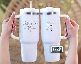 Personalized Abuela Est Tumbler Custom Abuela Est 40 oz Travel Mug Gift for New Abuela Travel Cup Gift for New Abuela Est Tumbler Cup