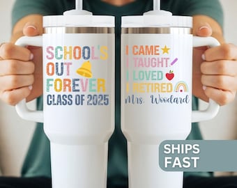 Retiring Teacher 40oz Tumbler, Teacher Retirement Gift From Class Retired Teacher Custom Tumbler Retiring Teacher Gift Travel Cup