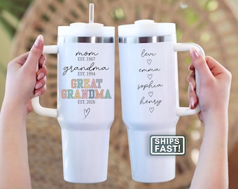 Custom Great Grandma Tumbler Personalized Great Grandma 40 oz Tumbler Gifts For Great Grandma Travel Mug Great Grandma Cup Mothers Day Gift