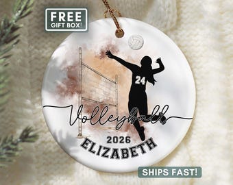 Volleyball Ornament, Personalized Volleyball Christmas Ornament Custom Volleyball Player Gift Volleyball Team Xmas Gifts Volleyball Keepsake