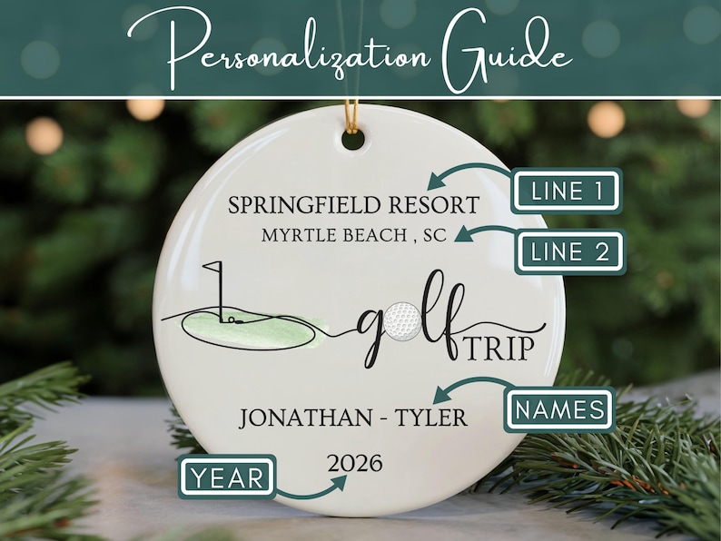 Springfeild Il Beach Golf Trip Ornament, Personalized Golf Trip Ornament Custom Golf Trip ...