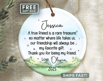 Friend Appreciation Ornament, Personalized Friend Christmas Ornament Keepsake Thank You Custom Friend Ornament Gift for Best Friend