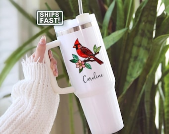 Cardinal 40oz Tumbler Personalized Cardinal Travel Mug Custom Cardinal Lover Gift Red Cardinal Travel Cup Cardinal Bird Travel Tumbler Gifts