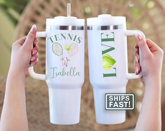 Tennis 40oz Tumbler Personalized Tennis Travel Mug for Tennis Player Custom Tennis Travel Cup Tennis Gifts for Women Tennis Coach Tumbler