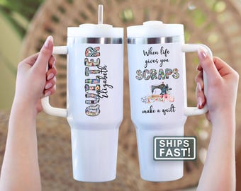 Quilting 40oz Tumbler Personalized Quilting Gifts Travel Mug for Quilter Custom Cup Quilt Retreat Tumbler Quilting Lover Travel Tumbler