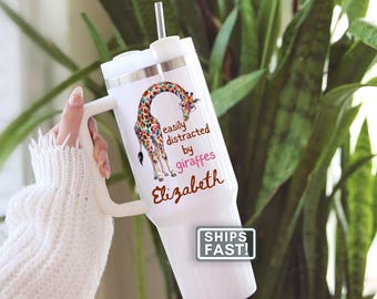 Personalized Giraffe Tumbler Giraffe 40oz Travel Mug Gift for Giraffe Lover Custom Giraffe Tumbler Cup Funny Giraffe Gift for Her