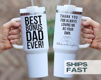 Bonus Dad 40 oz Tumbler Personalized  Bonus Dad Tumbler Gift for Father's Day for Step Dad Custom Step Dad Travel Cup Gift From Stepkids