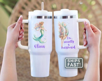 Mermaid Tumbler Cup Personalized Mermaid 40oz Travel Mug Custom Mermaid Gifts for Women Mermaid Tumbler Gift for Mermaid Lover Travel Cup