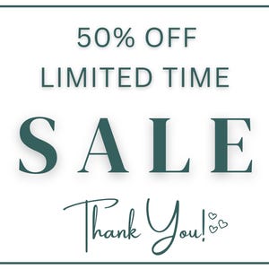May include: A white background with a teal border and text. The text reads "50% OFF LIMITED TIME SALE" in teal, with "Thank You!" in a script font. Small hearts follow the thank you message. The logo "LM Studio" is in the bottom right corner.