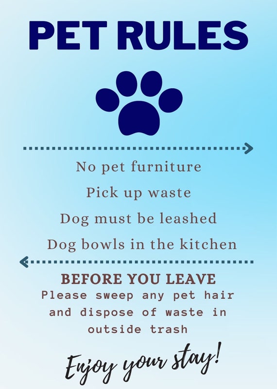 Airbnb Printable No Pets Allowed Etsy