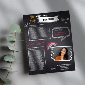 Editable Meet the Teacher Template, CHALKBOARD Theme