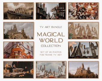 Samsung Frame TV Art Set van 20 | Lijst tv-kunst 4K | Tovenaarsschool tv-kunst | Tv-achtergrond Magic World | Digitale download | Direct downloaden