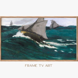 Samsung Frame TV Art | Frame TV Art 4K | Seascape Painting TV Art | Vinatge Art | Beach Painting Tv Wallpaper | Digital Download