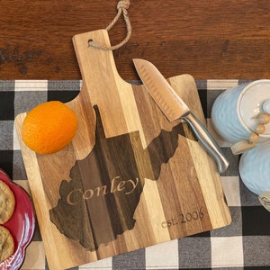 Beautiful cutting board with your home state and name