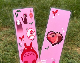 Studio Ghibli Pink Laminated Bookmark - Hand Drawn & Handmade