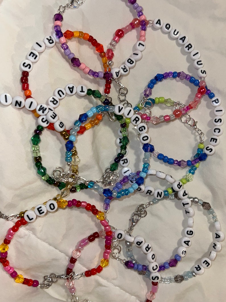 Zodiac Beaded Bracelets Astrology Bracelets Letter Beads Etsy