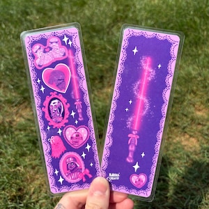Kawaii Star Wars Pink and Purple Laminated Bookmark - Hand Drawn & Handmade