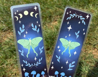 Marcador de página laminado Luna Moth - feito à mão